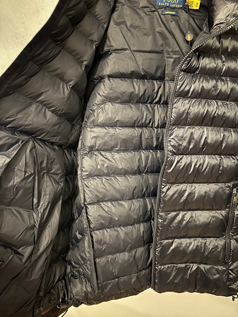 Polo Ralph Lauren Terra Glossy Insulated Bomber Jacket Navy Size M
