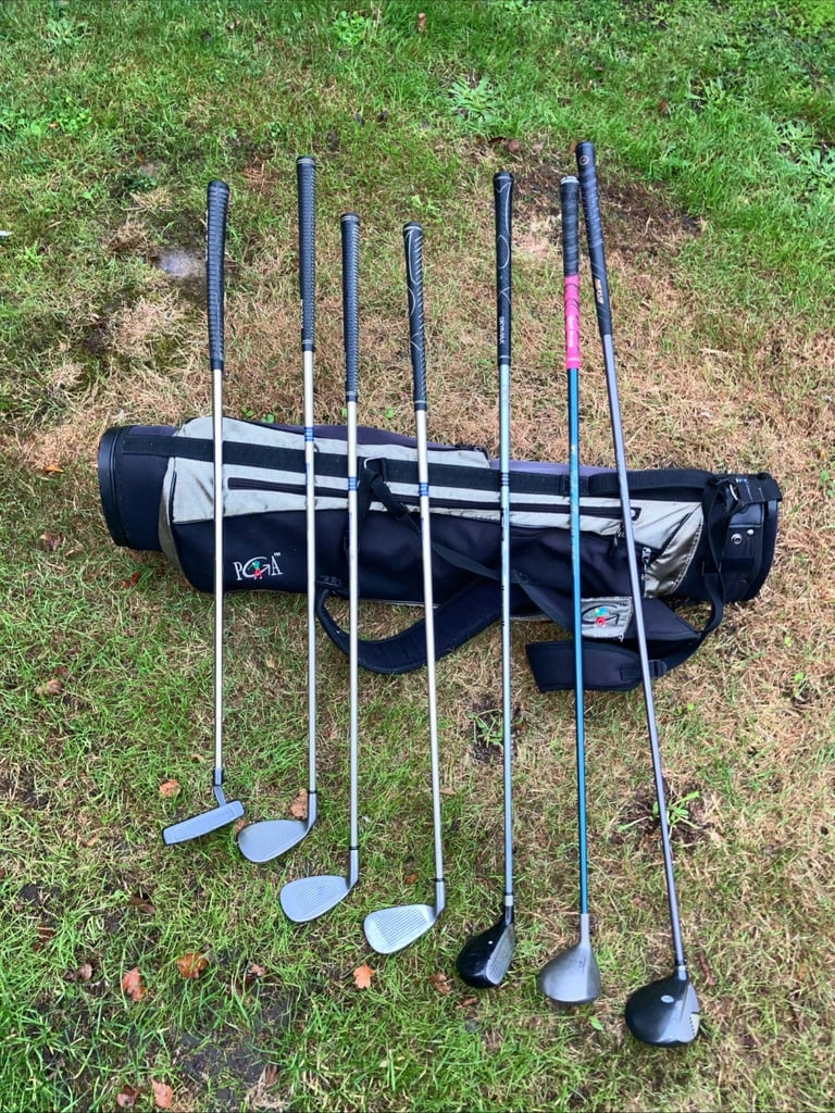 Ladies Golf Club Half Set 3-5 Woods Hybrid 7-9 Iron Sw Putter PGA Stand Bag 
