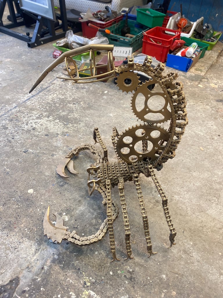 Metal scorpion sculpture