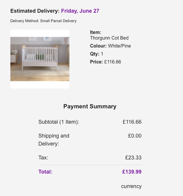 Wayfair Convertible Baby Cot. Brand New!