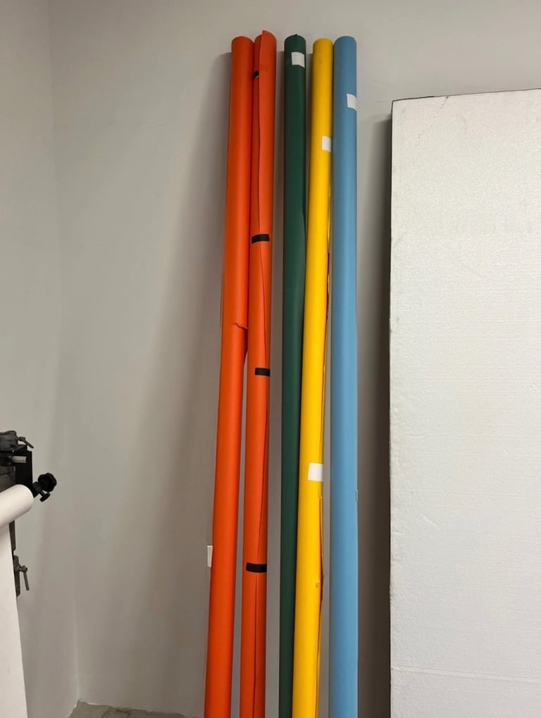 image for 5 Assorted 2.75 m Studio Photography colorama Backdrops Orange, Green, Yellow & Light Blue