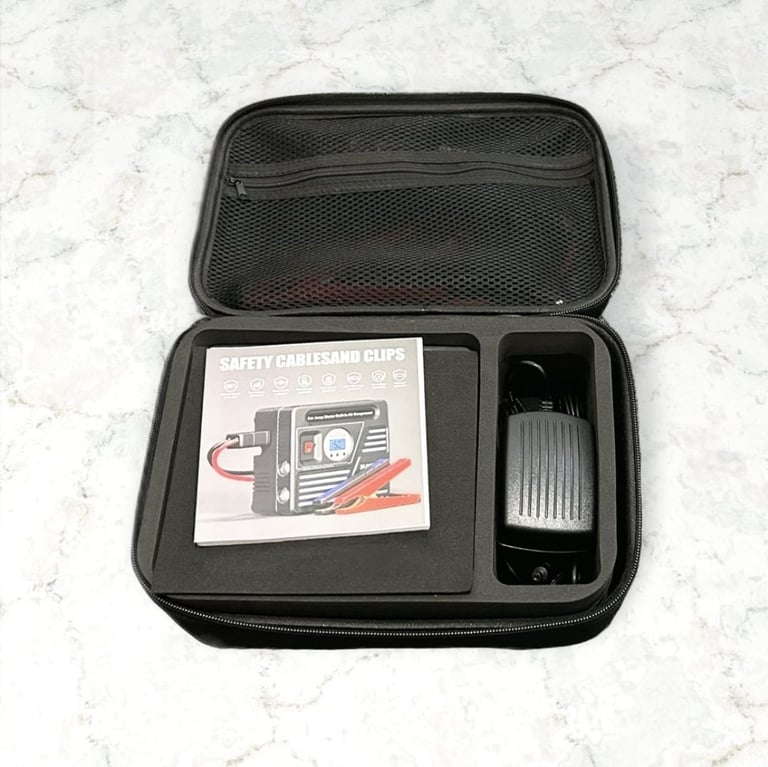 image for Clearance Sale Car Jump Starter with Built-in Tyre Inflator, Air Compressor, Power Bank & LED 