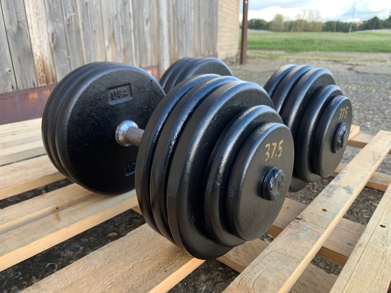 2 x 37.5kg Cast Iron Dumbbells