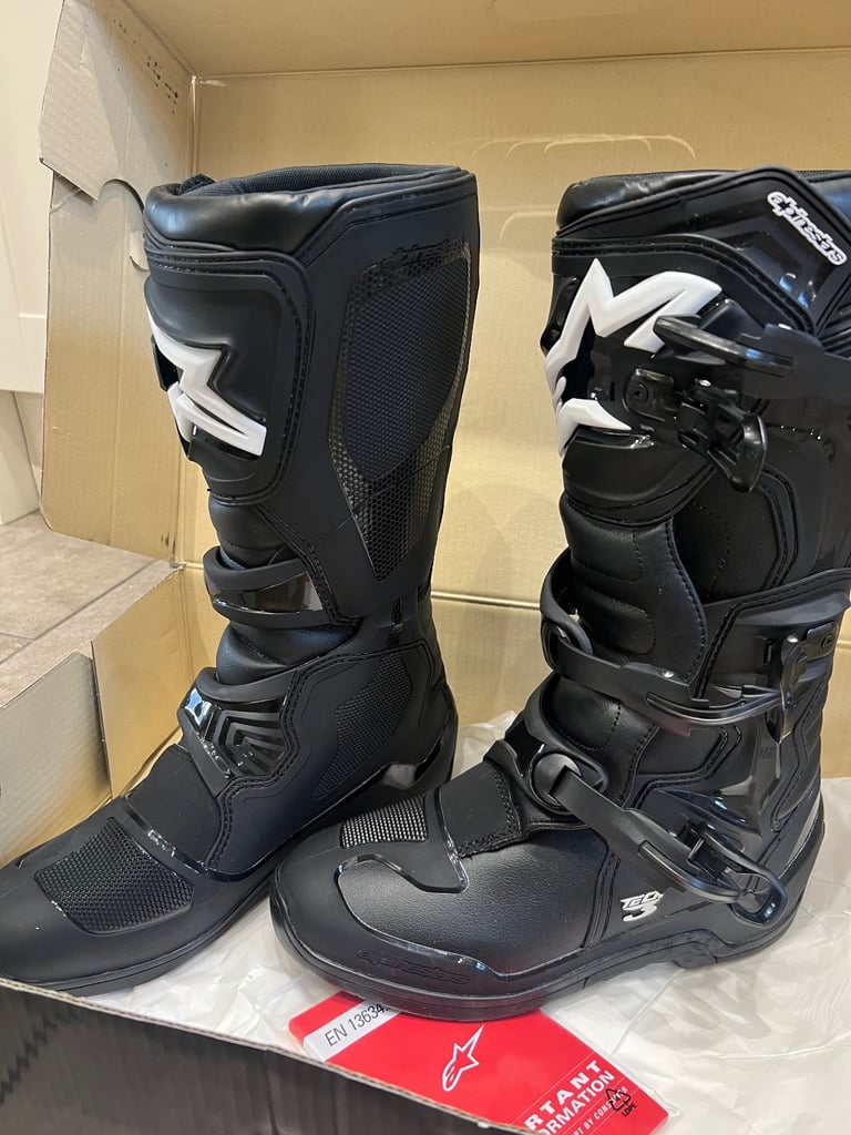 🏍️  Alpinestars Tech 3 Boots in Black - Motocross Enduro Boots Size UK 9