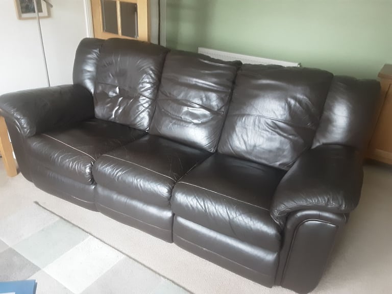 Three seater leather settee