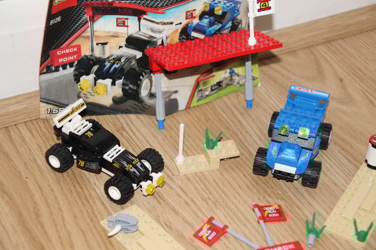 3 Lego Racers sets: 6602 Scorpion Buggy * 4593 Zero Hurricane & Red Blizzard * 8126 Desert Challenge