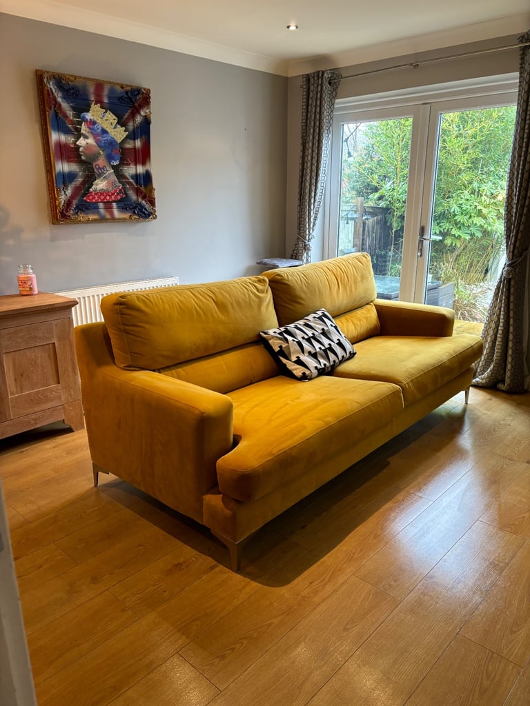 4 seater sofa mustard yellow 