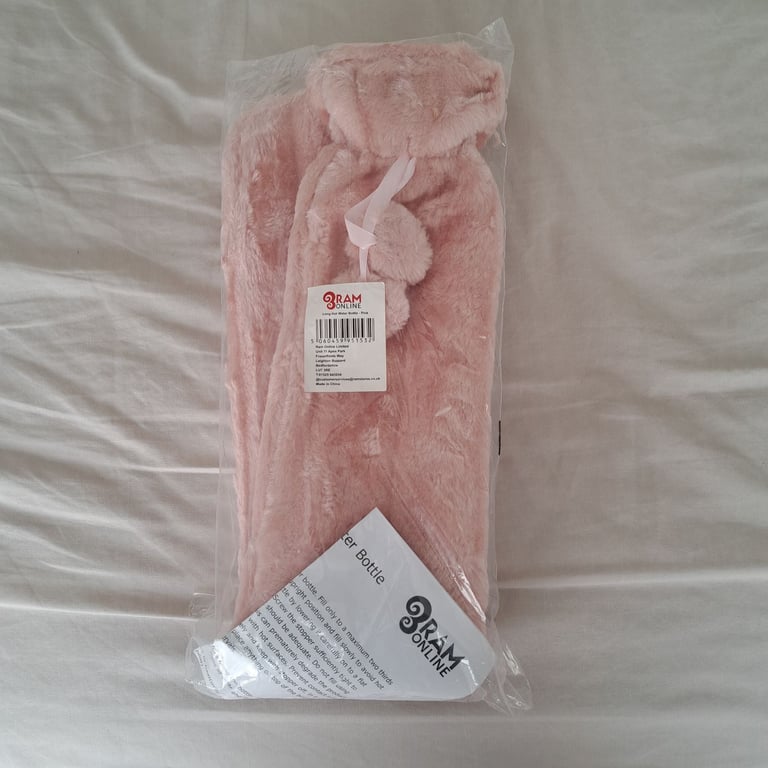 Brand New, Long, 72cm, 2L Hot Water Bottle with Fluffy Pink Cover for Sale