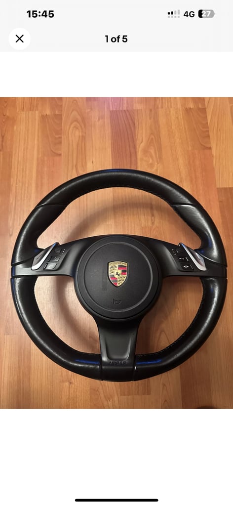 OEM PORSCHE LEATHER MULTI-FUNCTION AUTO STEERING WHEEL LIKE NEW CONDITION