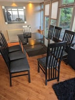 Extending Black Gloss Dining Table (90-180 cm)& 6 Chairs