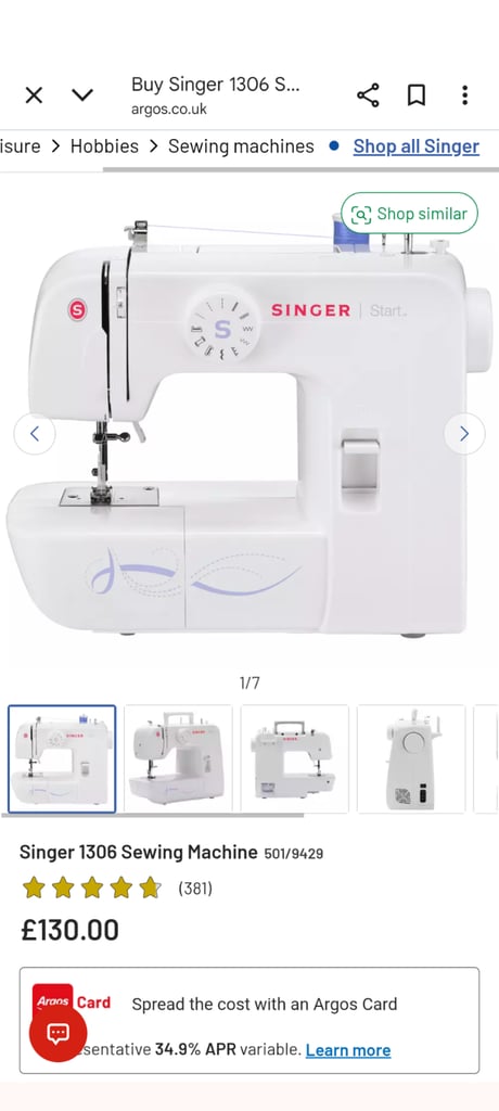 Singer start 1306 sewing machine. Like new condition. Very little use. Boxed