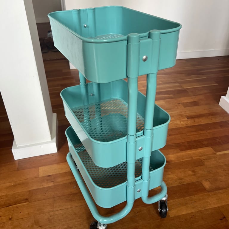 IKEA Raskog Trolley Shelf Set 3-Shelf - Small - Blue/Green Used