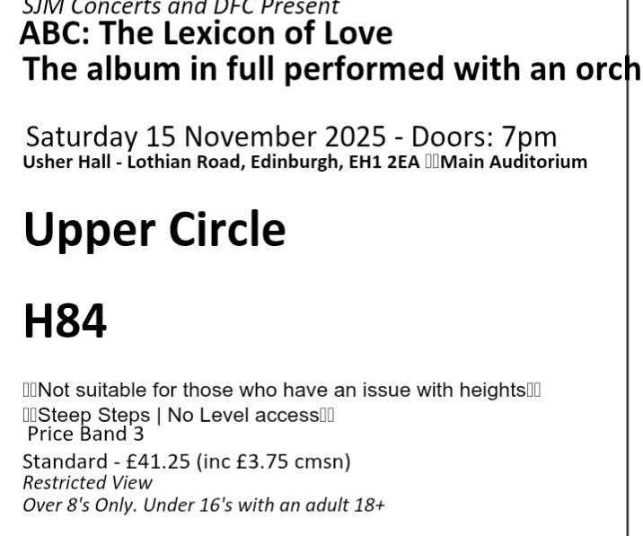 image for ABC with orchestra tickets x2 