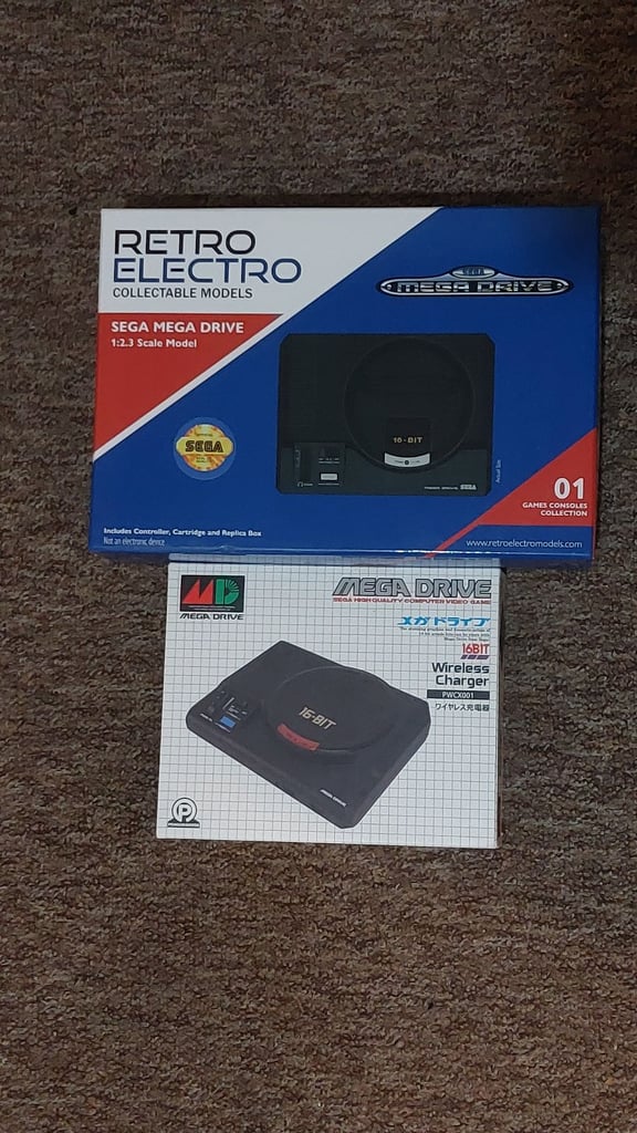 Sega megadrive scale model and megadrive charger  collectable 