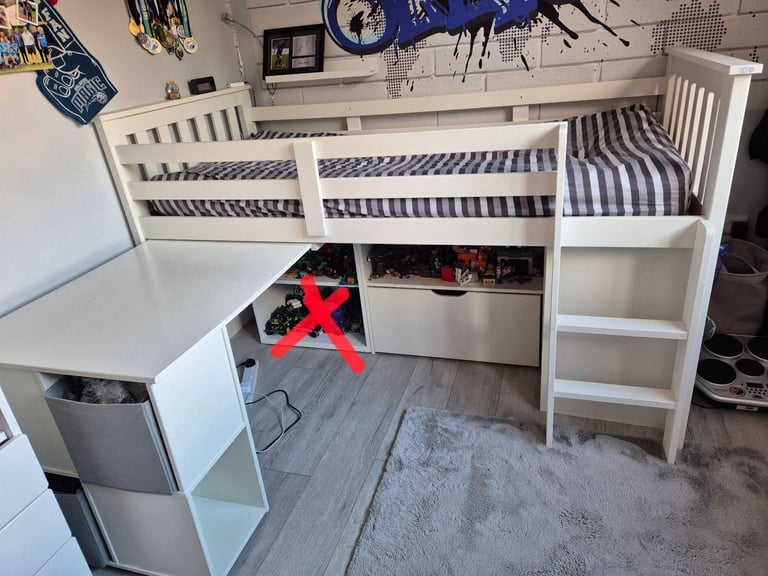 Cabin bed with desk and storage