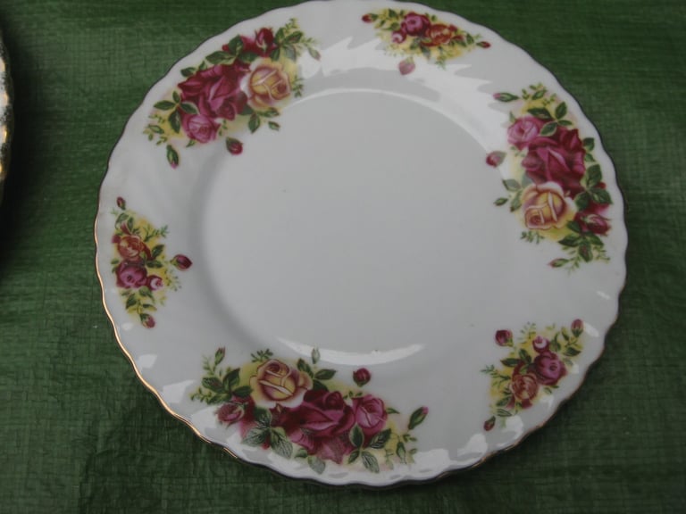 2 Large Cake and 4 Smaller Fine Bone China Plates of Similar Rose Pattern for Only £5.00