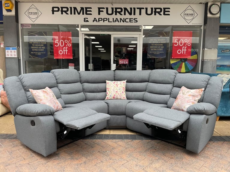 Brand New Recliner Corner Sofa 5 Seater Grey with Cup Holders