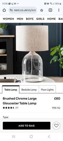 Next Brushed Crome Gloucester Table Lamp in Chester Le Street