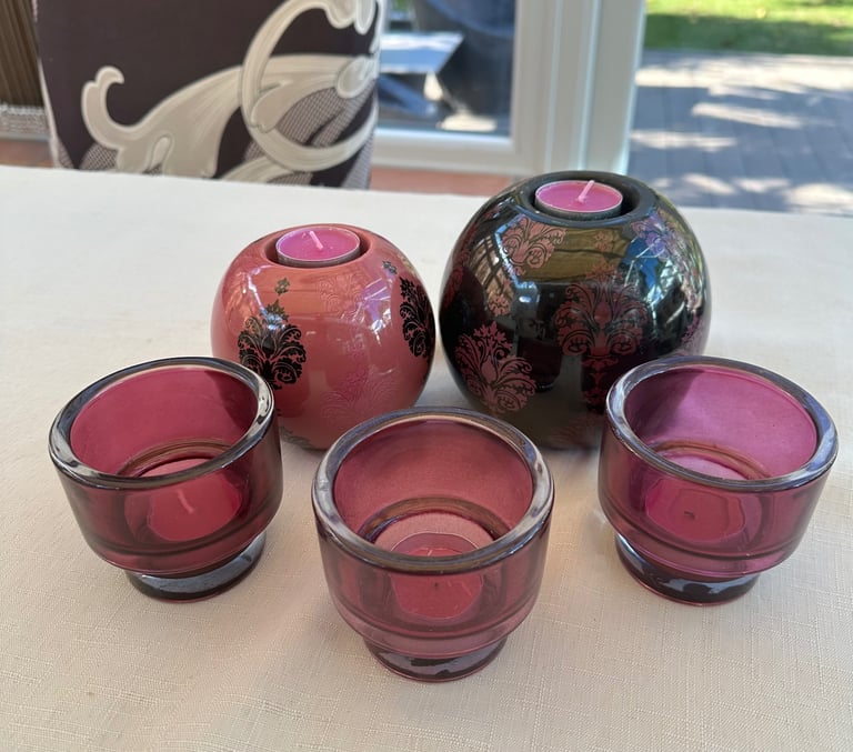 image for 5 x purple tea light holders from Next