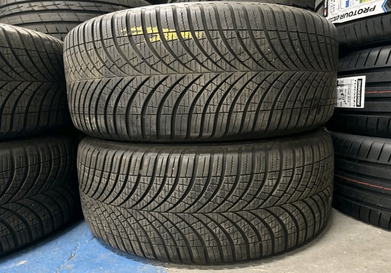 19 AXE ALLOY WHEELS ALLOYS RIMS GOODYEAR TYRES VW TRANSPORTER 5x120 ALL SEAON