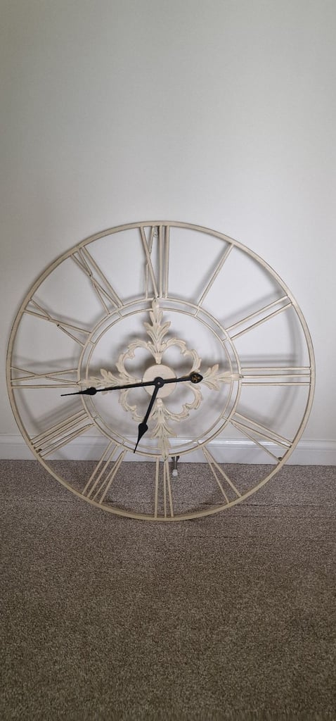 image for Large skeleton metal wall clock - Cream