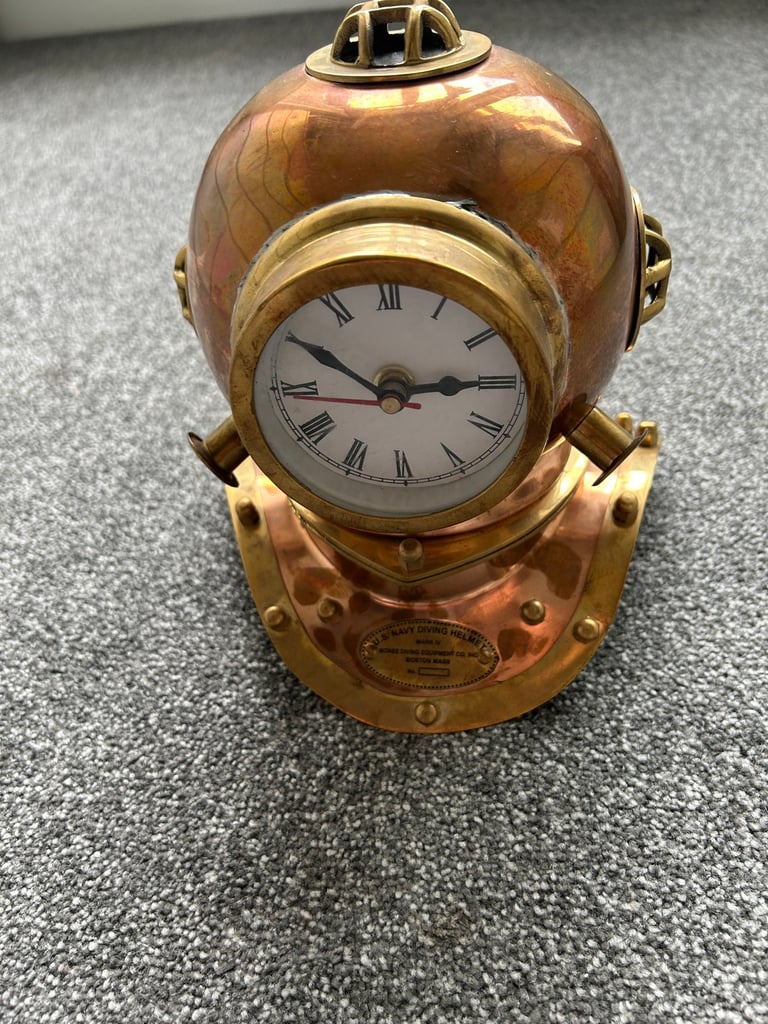 Brass U.S. Navy Diving Helmet Clock