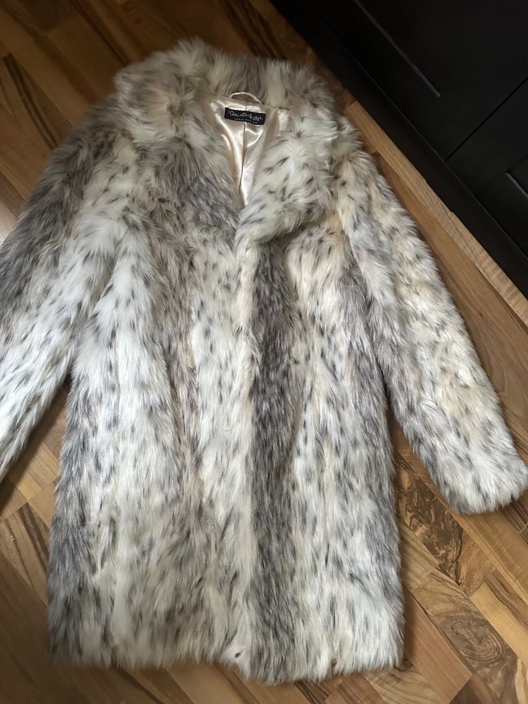image for Snow leopard miss selfridge fur coat size m