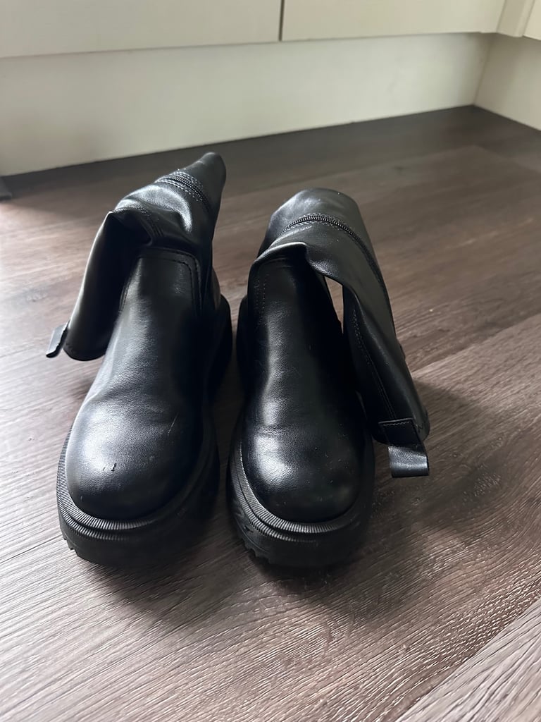 Zara girls knee high black boots EU33
