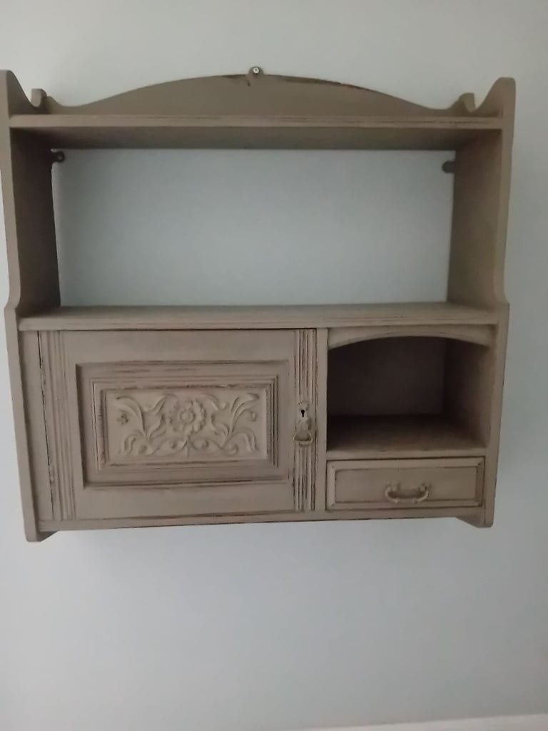 image for Shabby chic small grey wall unit