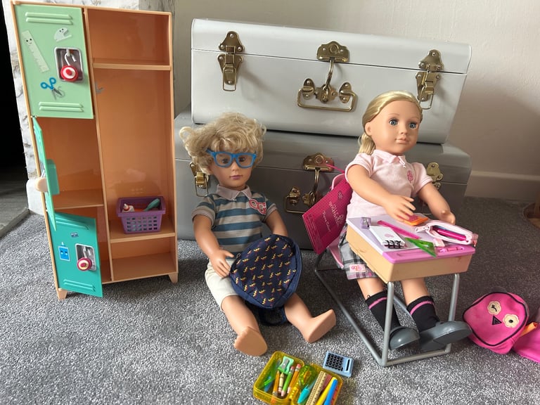 image for Our Generation Dolls bundle, inc desk, locker & camping