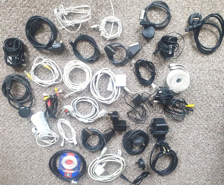 image for Joblot of Qty 30 cables and leads to clear