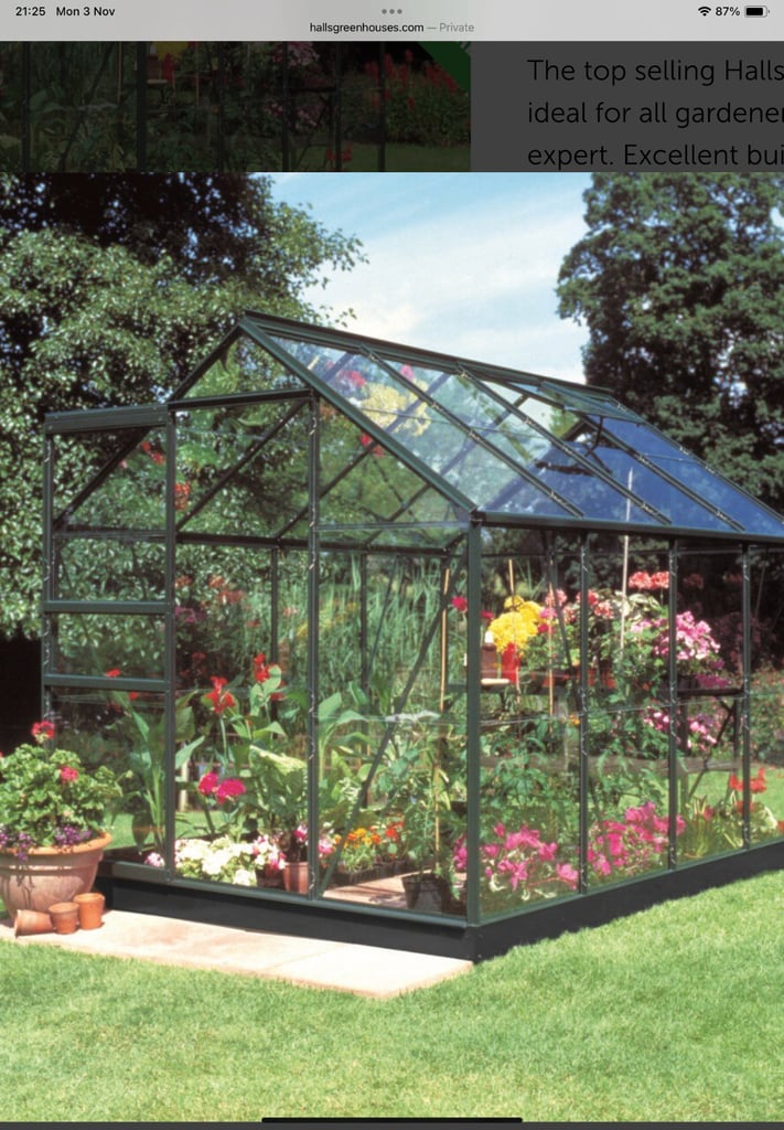 Halls Green House 8’6” x 6’ 5” toughened glass