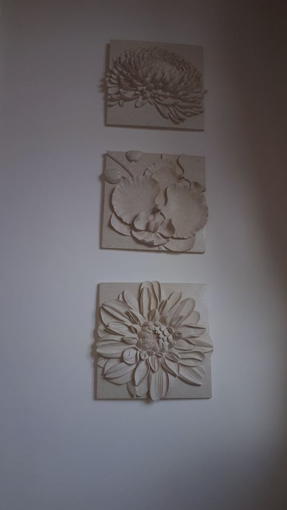 image for STUNNING: Set of 3 Plaster Floral Wall Art Plaques (John Lewis)