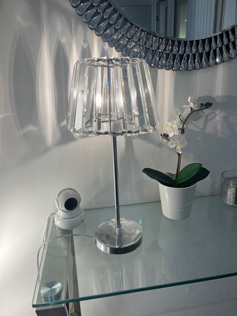 image for Laura Ashley glass lamp, light. Excellent condition beautiful lamp. 19 inches in height