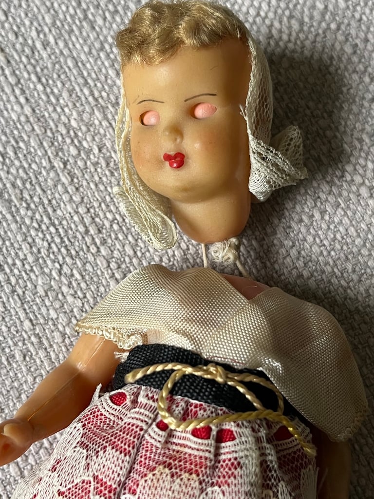 Vintage 1950's Belgian Celluloid Costume Doll  National Dress  18cm – Needs TLC