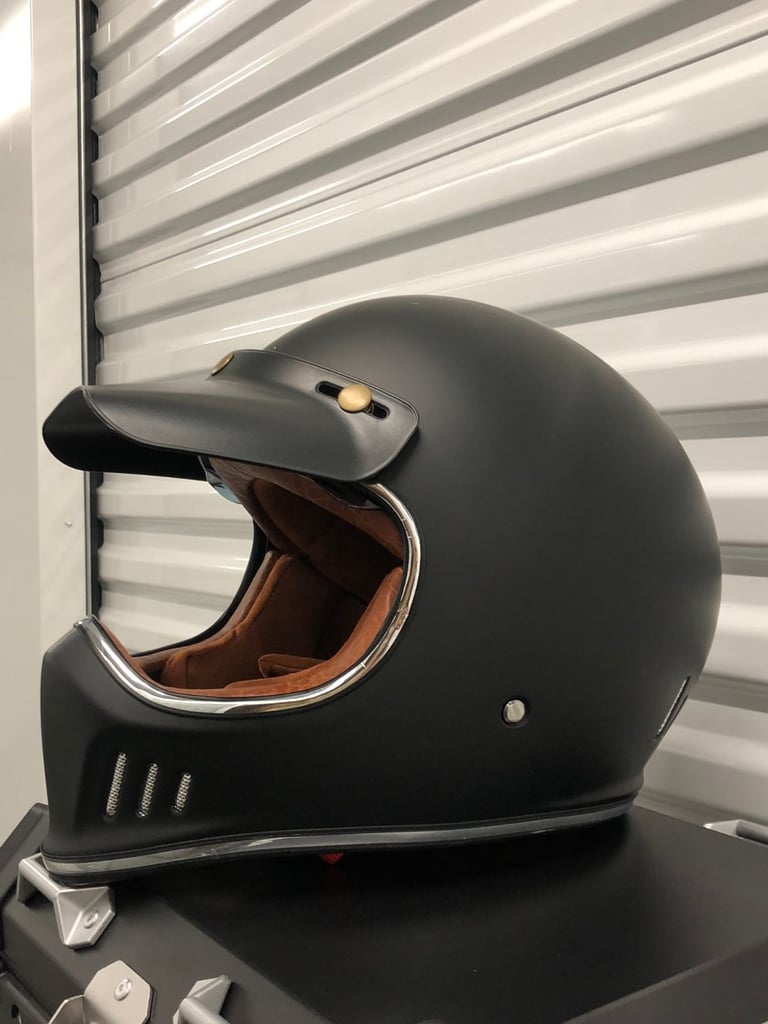 Motorcycle helmet , retro vintage helmet ,matte black , brand new