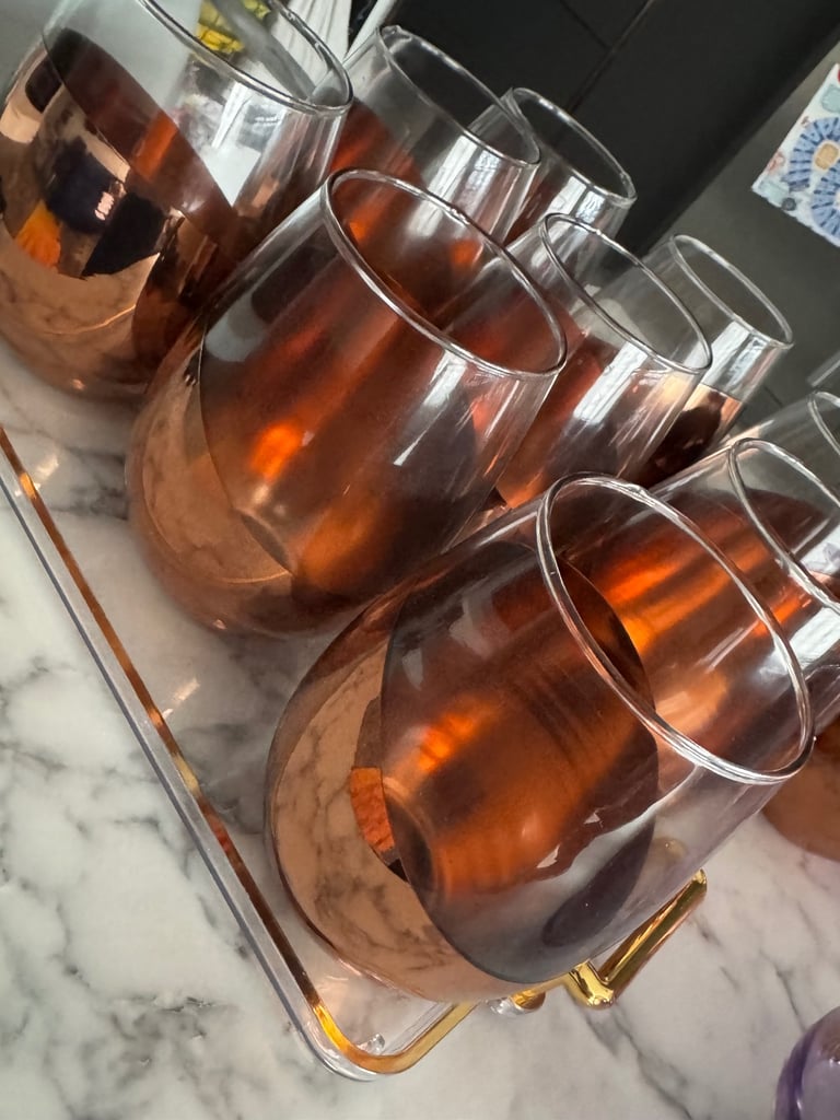 Elegant Gold-Bronze Kitchen Cups – Set of 10 (Never Used)