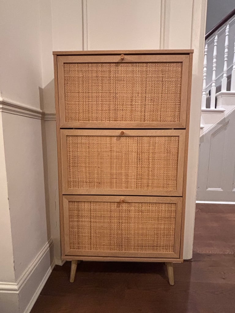 Frances Rattan Three Tier Shoe Cabinet