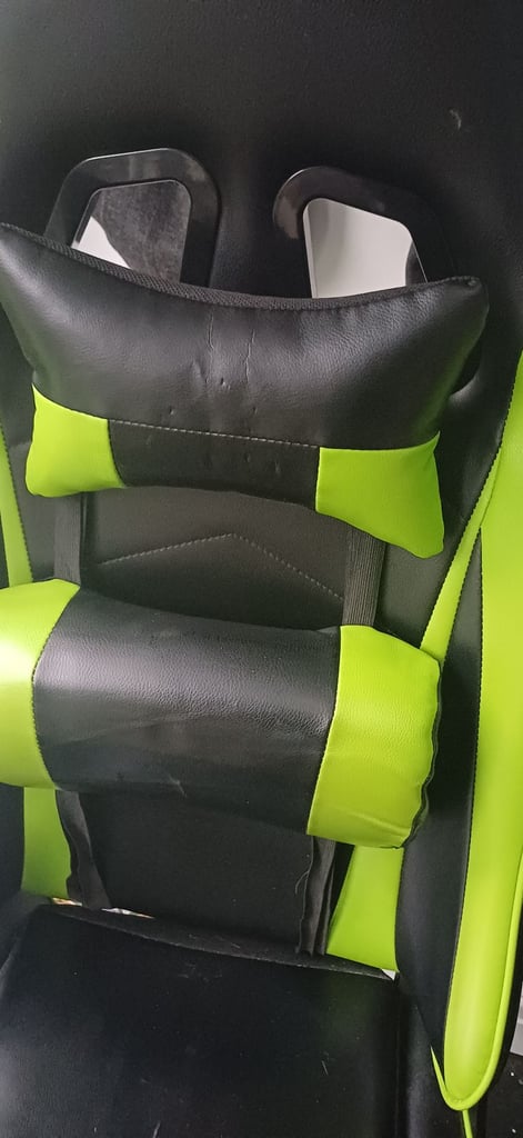 Black and green gaming chair.