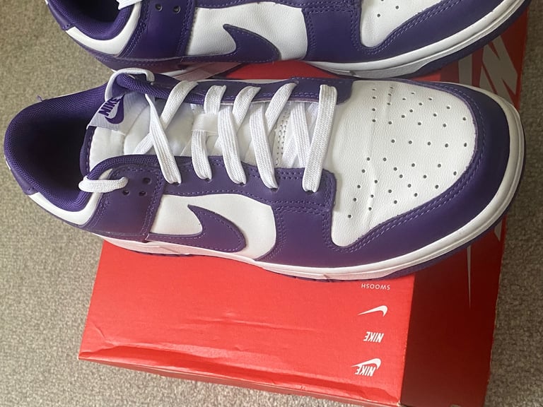  Nike Dunk Low Retro Shoes/Trainers,9(UK),White/Court Purple,New with Box