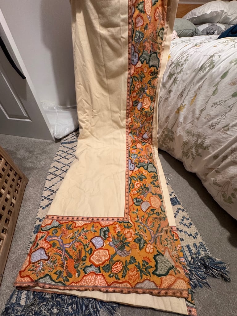 Pair of antique long drop 280cm curtains