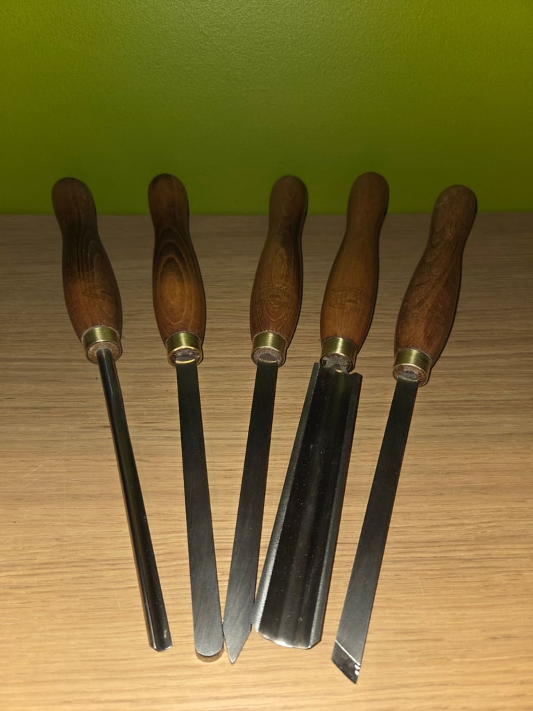 Set of 5 Crown wood turning chisels 15 inches long woodturning lathe Axminster