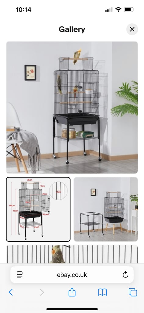 Bird Cage Open Play Top Parrot Cage Budgie Cage w/ Stand for Cockatiel Parakeet