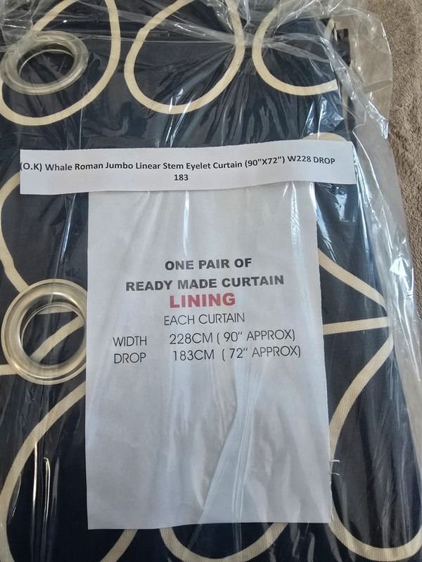 Orla keily whale roman jumbo linear stem Eyelet curtains   228cm Drop 183cm 