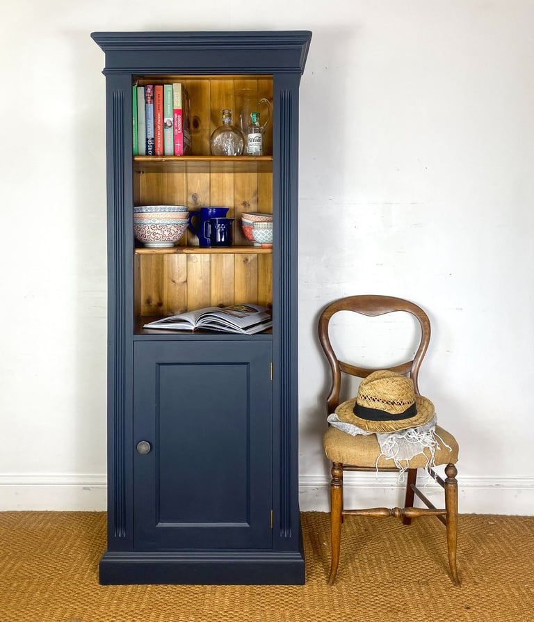 5.5ft Reclaimed solid pine kitchen dresser larder pantry linen cupboard tall slim with deep shelves