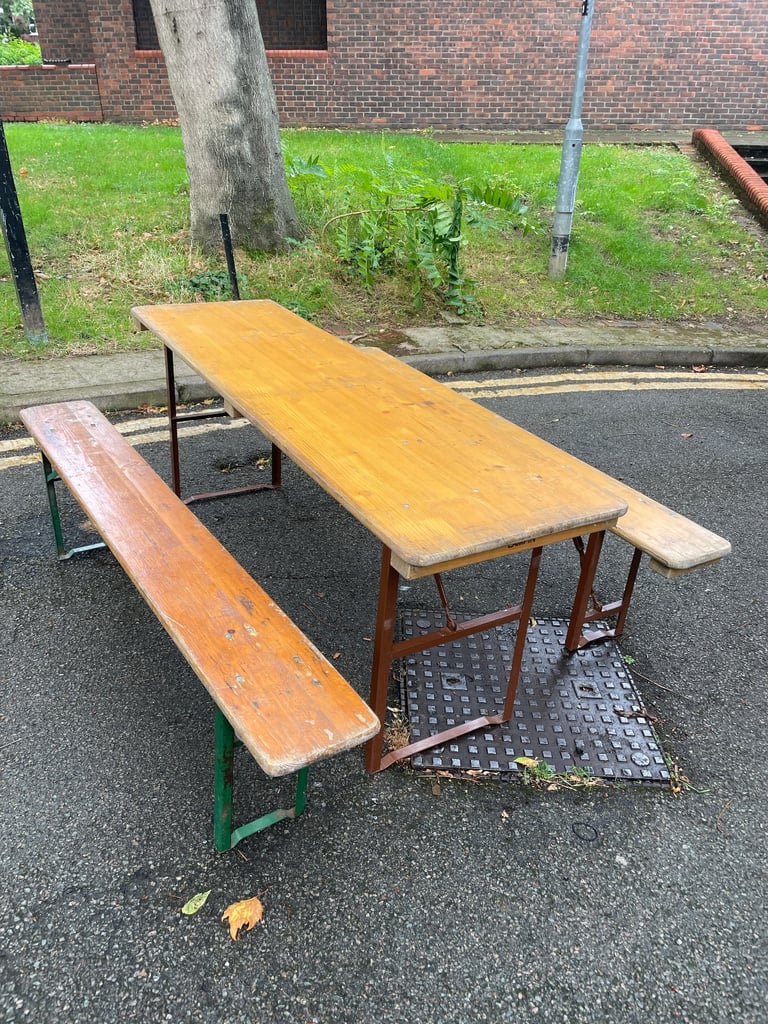 image for Classic French trestle table and 2 x benches