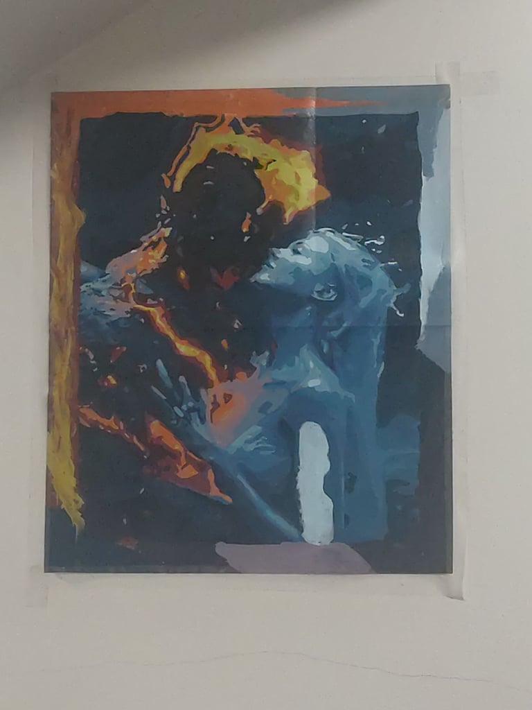 🎨 Original painting on canvas — “Între Flăcări și Tăcere” ✍️ Artist: Busu mic