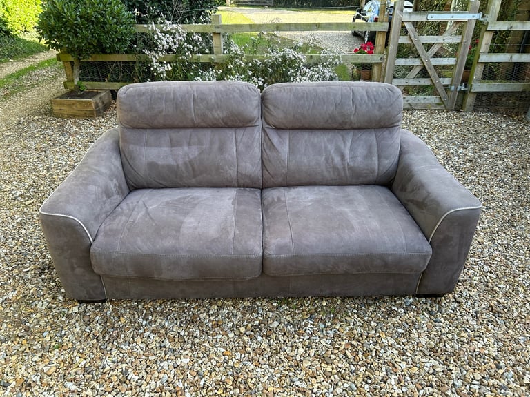 image for Grey/Brown Suede Effect Double Sofa Bed
