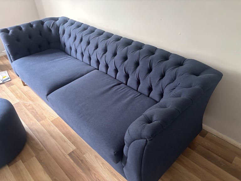 Navy chesterfield material sofa 