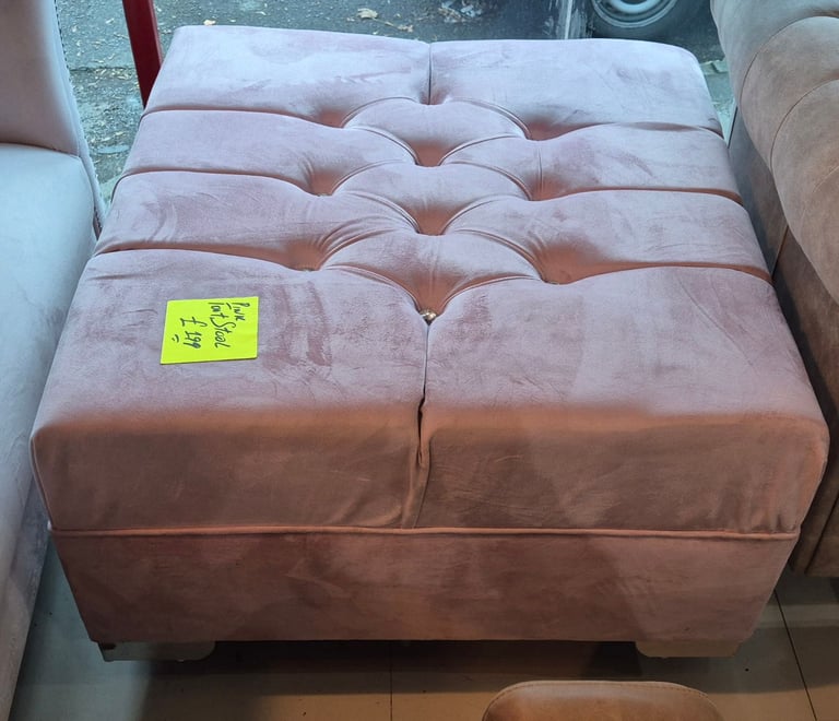 Pink Velvet chesterfield Footstool New 